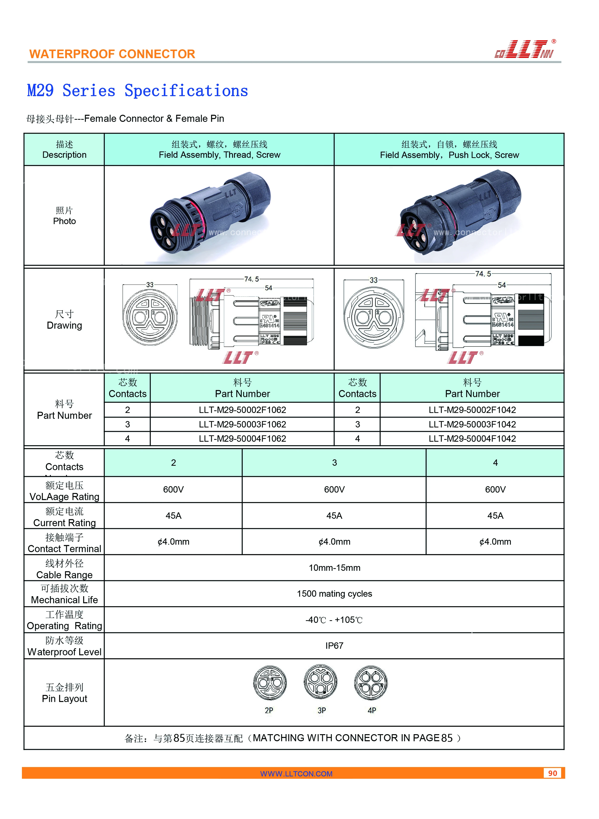 M29母针母接头 参数图